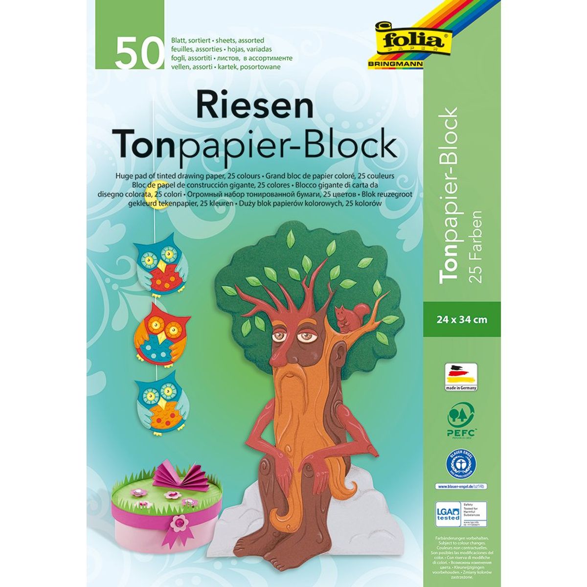 Folia Tegnepapir  50ark – Assorterte farger