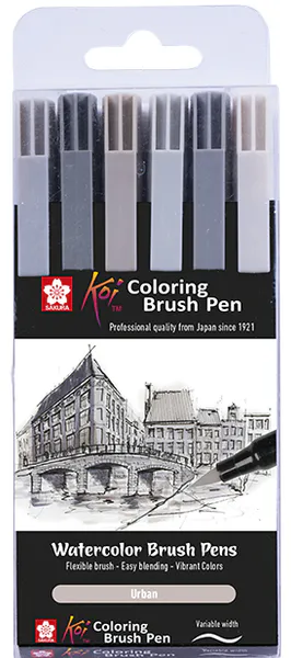 Hovedbilde Watercolor Brush Pens 6 stk - Urban