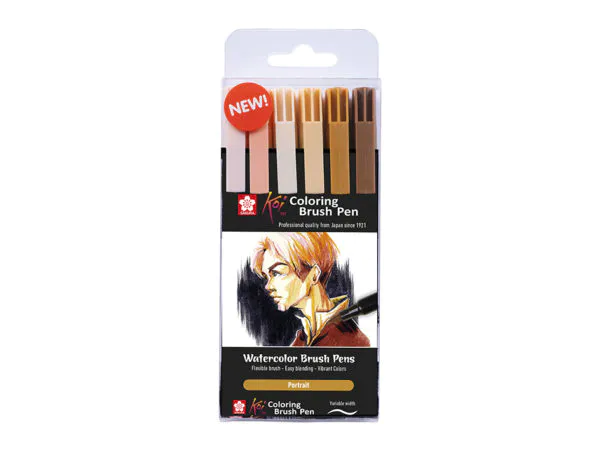 Hovedbilde Watercolor Brush Pens 6 stk - Portrett