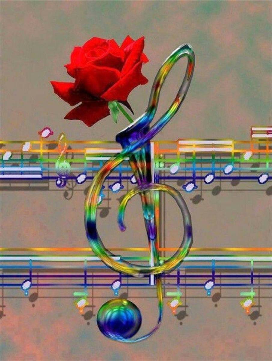 Rose i g-nøkkel 30 x 40 cm
