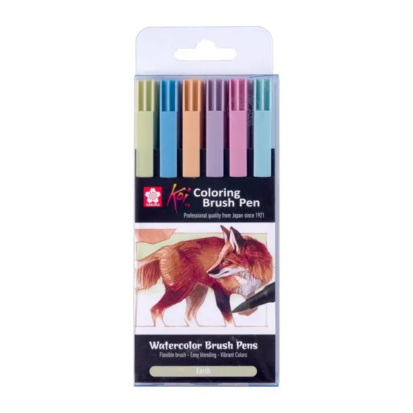 Hovedbilde Watercolor Brush Pens 6 stk - Earth