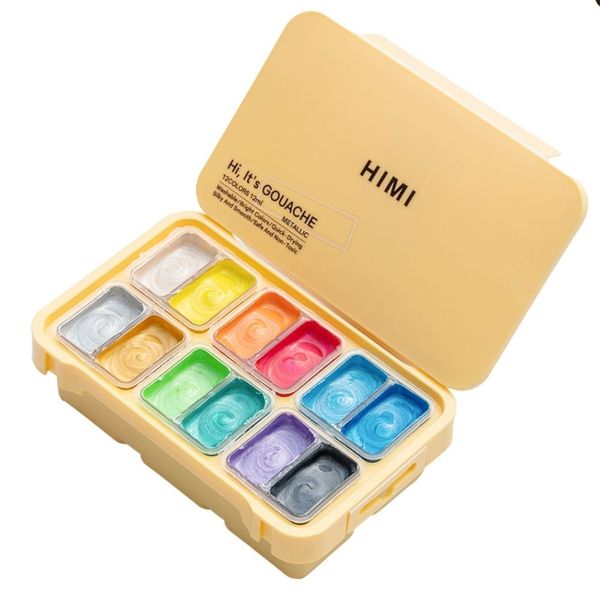 Hovedbilde HIMI Twin Cup Gouache Sett 12stk, Metallic