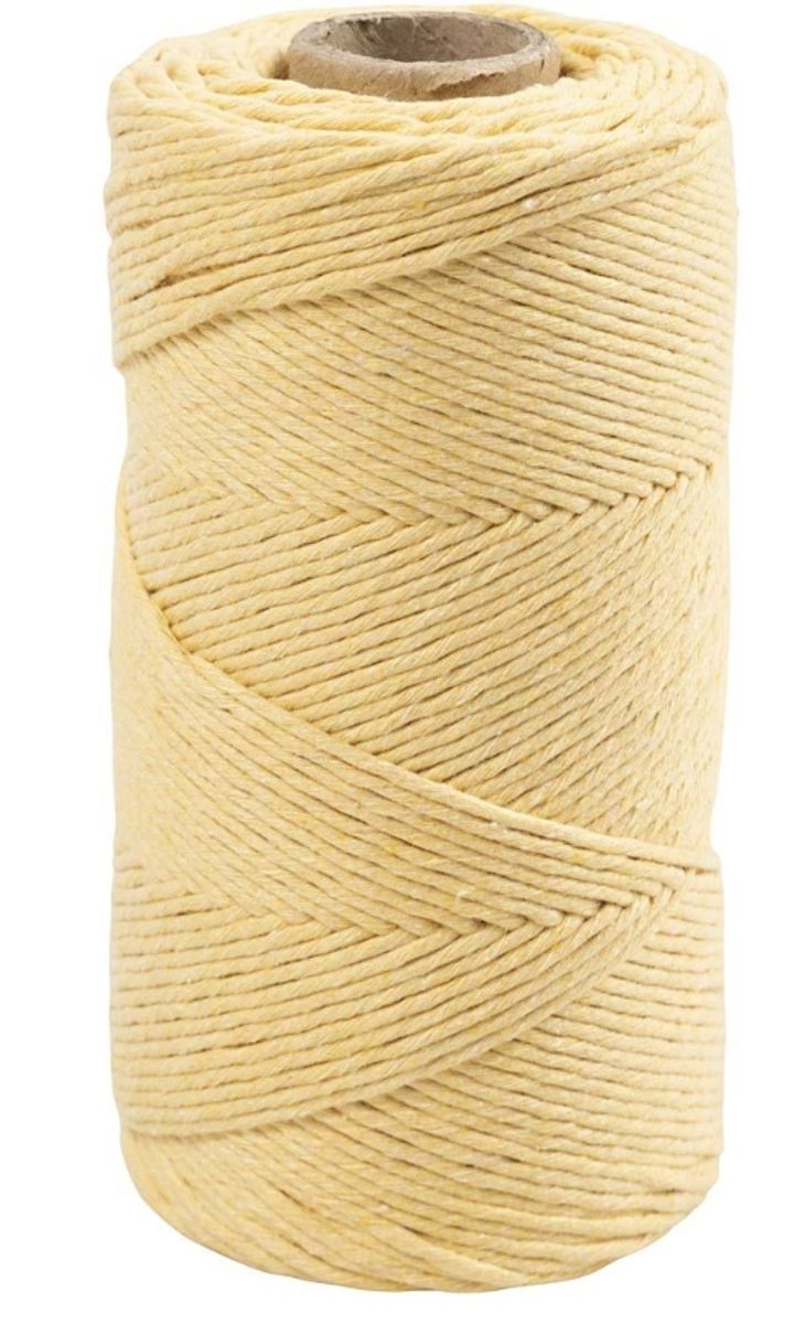 Makrame-garn: lys gul, 2 mm